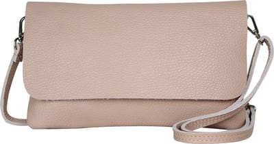 AmbraModa GLX11 - Crossbodytas, Clutch, telefoontas van echt leer met afneembaar en verstelbare schouderriem, passend voor mobiele telefoons en tablets tot 7 inch. Nuderoze