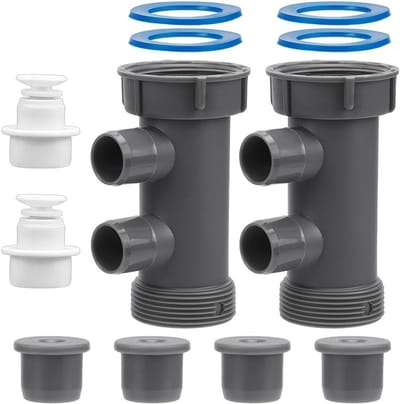 2 Sets Afvoerleiding Aansluiting, 3.5cm 4-Weg Afvoer Slangadapter met Waterfilter Aansluitingen en Dichtingen voor Keuken Loodgieterswerk