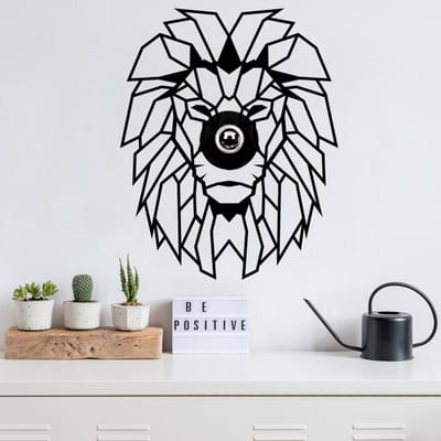 Opviq Wandlamp W-056, zwart, leeuwendesign, MDF-hout lasergesneden