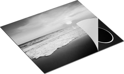 Chefcare Inductie Beschermer Strand en Zee tijdens Zonsondergang - Zwart Wit - 60x50 cm - Afdekplaat Inductie - Kookplaat Beschermer - Inductie Mat