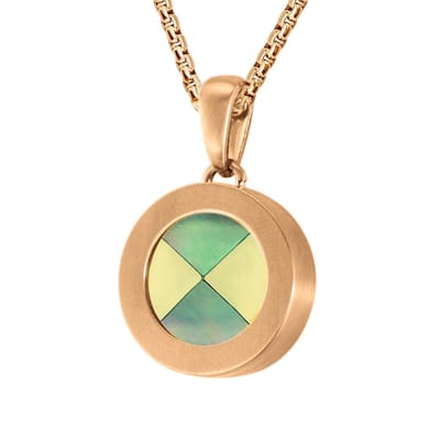 Quiges 12mm Mini Munt Hanger Rosékleurig RVS Mat met Schelp Multi Blokjes Munt en Box Ketting Ankerketting 42-46cm