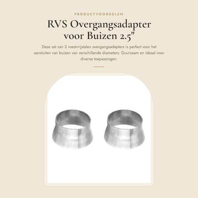 Dailygoods - RVS Overgangsadapter voor Buizen 2.5" naar 3"