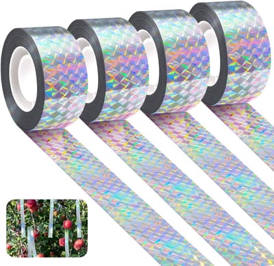Reflecterende Vogelafschrikband, 4 Rollen van 80m x 2.2cm, Effectieve Oplossing tegen Duiven en Sterren, Bescherming voor Tuinen en Fruitbomen