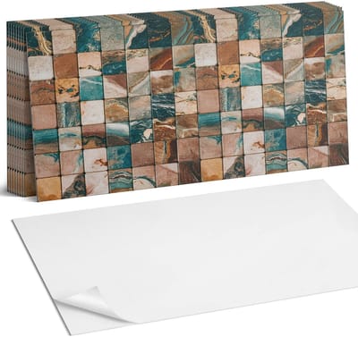 Coloray Plaktegels - Mozaïek met stenen tegels Zelfklevende Wandtegels - 40 cm x 20 cm - Groente Plaktegels - 10 stuks - Rechthoek PVC Tegels - Plaktegels Badkamer - Vloertegels Zelfklevend - Vinyl Tegels - Portugese Tegels