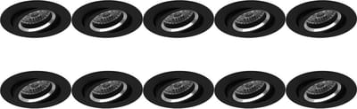 Spot Armatuur 10 Pack - Pragmi Aerony Pro - GU10 Inbouwspot - Rond - Zwart - Aluminium - Kantelbaar - Ø82mm