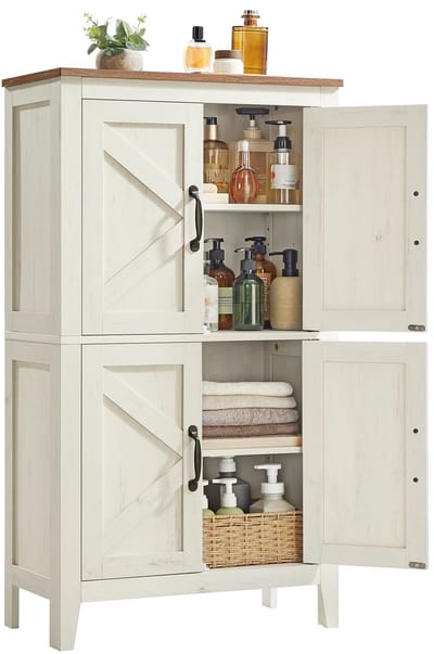 Innovastore Kast - Kledingkast - Opbergkast - Opbergkast met deuren - Boekenkast - Kast - Keukenkast - Landelijke stijl - Wit