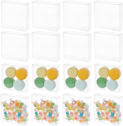 Transparante Cadeau Dozen 72 Stuks, 10x10x3cm Rechthoekige PVC Dozen voor Trouwen, Snoep en Chocolade Verpakking voor Valentijnsdag en Feestdagen