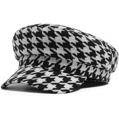 Béret Pied-de-poule Casquette Gavroche Femme Vintage Plaid Casquette Gavroche Casquettes Plates Dame Pour 56-58Cm de Tour de Tête 57 gray