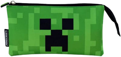 Minecraft - Etui - 3 Vakken – Creeper – Officiële Licentie – 22 x 14 x 3,5 cm