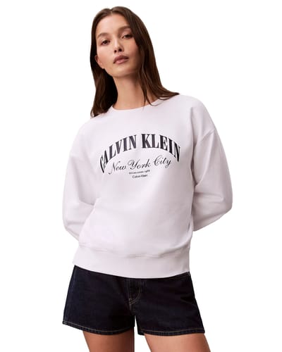 Calvin Klein Trui Logo Graphic Crewnec Lv047f818g Yaf Bright White Dames Maat - XS