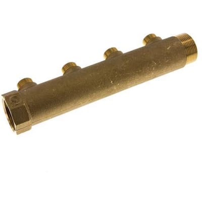 G 1 1/4'' x 4xG 1/2'' F/M/M Messing Verdeelstang 10 Bar - FLM-FMM-B-114G-012G-4M