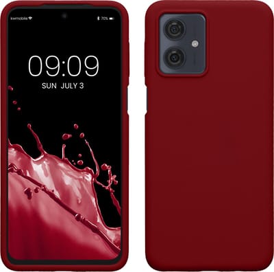 kwmobile telefoonhoesje geschikt voor Motorola Moto G54 5G - Hoesje met siliconen coating - Smartphone case in rabarber rood