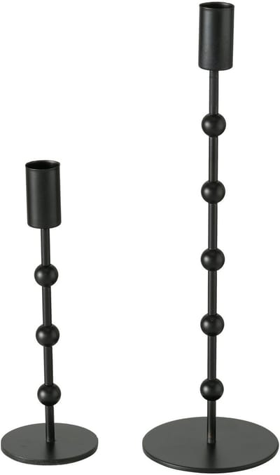 Boltze - Kaarsenhouders - Set/3 - Kandelaars - Zwart - Kimberly - Metaal - 20 en 30 cm hoog