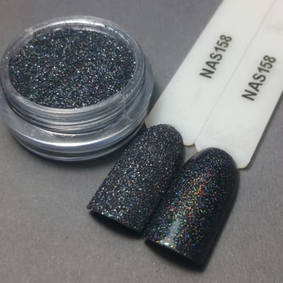 Nailart Sugar - Nagel glitter - Korneliya Nailart Decor Zand 158 Holografic Antraciet