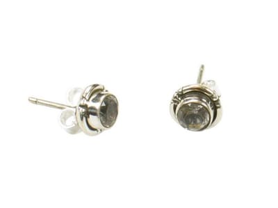 Zilveren knop oorbellen Zirkonia 925 zilver