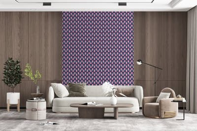 Behang - Fotobehang Patronen - Vintage - Blauw - Rood - Breedte 165 cm x hoogte 220 cm