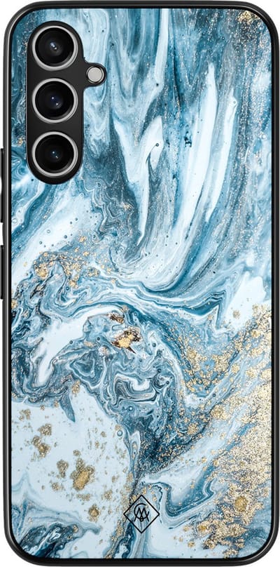 Casimoda® hoesje - Geschikt voor Samsung Galaxy A54 - Marble Sea - Zwart TPU Backcover - Marmer - Blauw