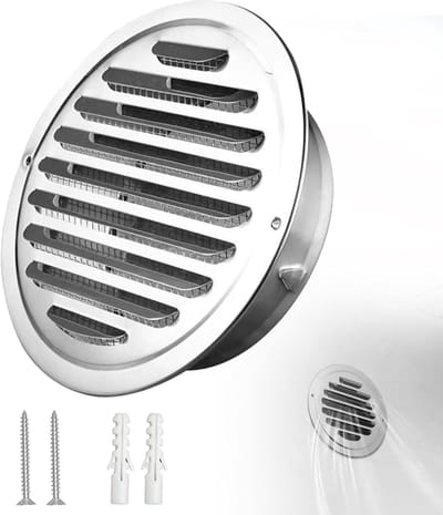 Ventilatierooster Rond - Afzuigkap Rooster - Buiten Ventilatie - Insecten Bescherming - 200 mm - Zilver