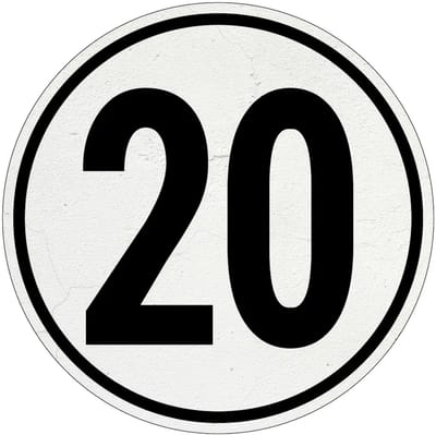 Tempo 20 bord | Sign Again materiaal | 10 cm
