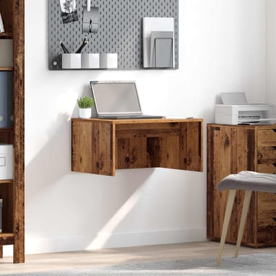 vidaXL - Aan - de - muur - bevestigd - bureau - Oud - Hout - Bewerkt - hout