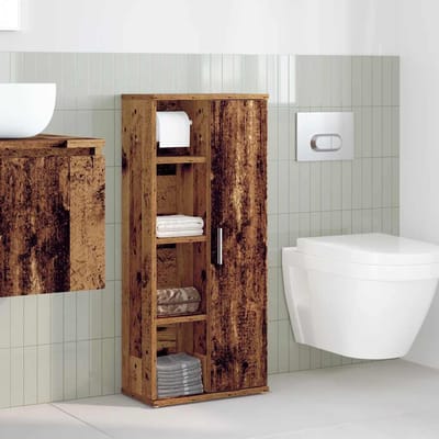 vidaXL - Badkamerkast - met - rolhouder - 39x22x90 - cm - oud - houtkleurig