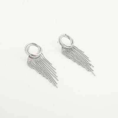 Lange party oorbellen - Stainless steel - Zilveren oorbellen - Oorhangers - Dames oorbellen - Oorbellen slierten - Michelle Bijoux - 6,50 x 2 cm - Kerst sieraden - Kerst cadeau - Sinterklaas - Moederdag - Valentijn - Cadeau voor dames
