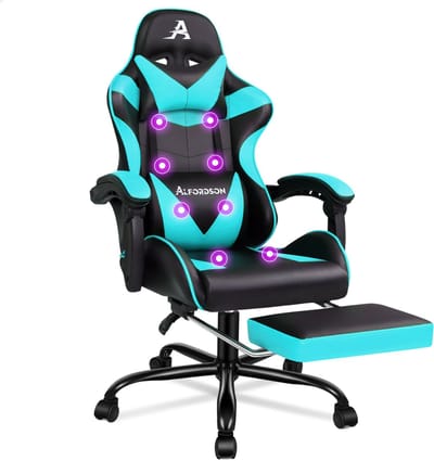 ALFORDSON Bequemer & Massage-Gamer-Stuhl: Verstellbare Rückenlehne (90°-150°) + 8-Punkt-Massage. Optimale Unterstützung für Kopf, Schultern & Taille. Ideal für Arbeit, Gaming & Entspannung.