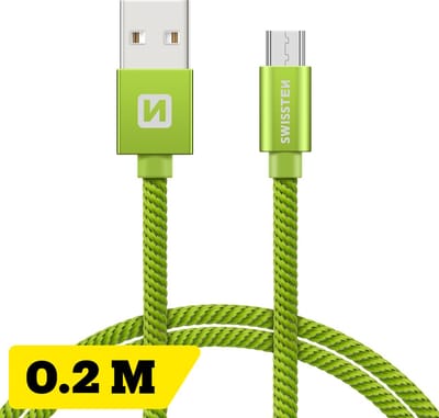 Swissten Korte Micro‑USB Oplaadkabel 20 cm – voor Samsung, Android, Powerbank & PS4 Controller – USB‑A Kabel – Groen