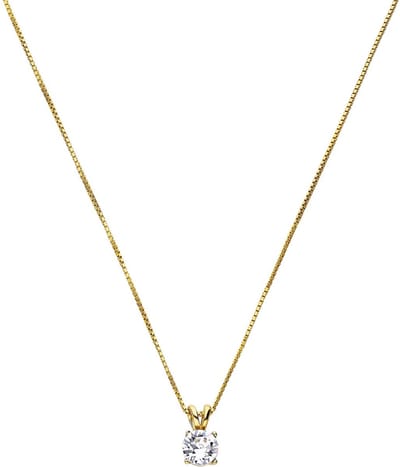 Lucardi Dames Ketting kristal white - Echt Zilver - Ketting - Cadeau - 42 cm - Goudkleurig