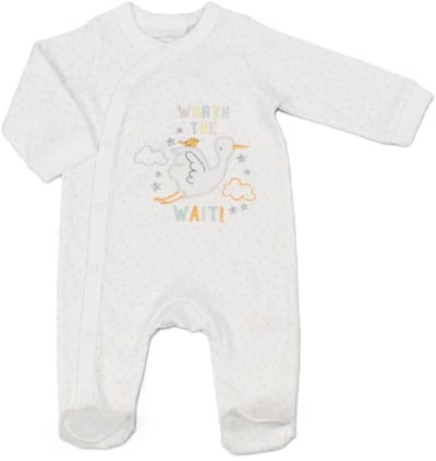 Watch Me Grow - boxpakje - 'worth the wait' ooievaar sleepsuit - newborn - maat 50