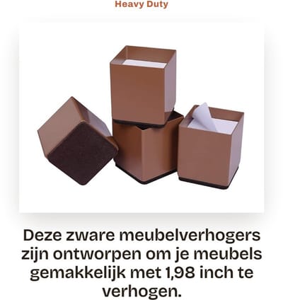 Dailygoods- Meubelrisers Heavy Duty - Meubelverhoger 5 cm - Meubelverhogers 10 cm - Set van 4 - Massief Staal - Stoelpootbeschermers