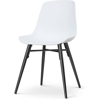 Nolon Nena-Pip Eetkamerstoel Wit - Kunststof Zitting - Zwarte Houten Poten - Scandinavisch