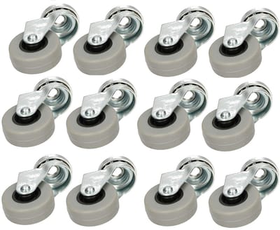 Set van 12 Meubelwielen Ø 40 mm - Zwenkwielen Rubber Geschikt Voor Alle Vloeren