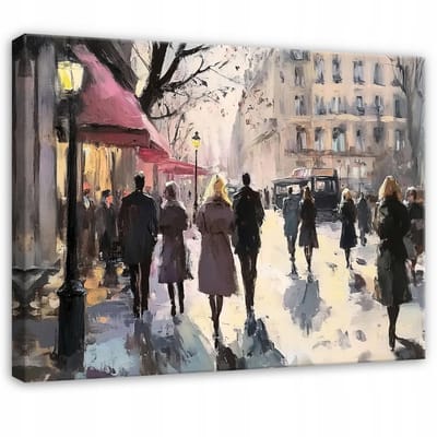 WALLARENA - Canvas schilderij - 100x70 cm - kunstwerk straat stad voor slaapkamer salon keuken