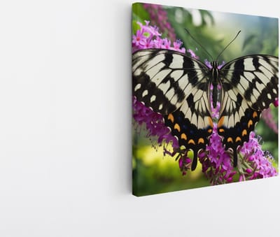 Saammp Canvas Schilderij - Vlinder - Bloemen - Dieren - 20x20 - Foto op canvas - Wanddecoratie - muurdecoratie Woonkamer - Slaapkamer decoratie - Canvas Print