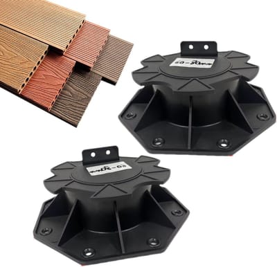 Houten tegelvoetstuk - Terrassteunen - Terras Bouwen - Verstelbare Hoogte - 60-80 mm - Zwart