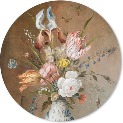 Muismat rond 20x20 cm - Mousepad Bloemstilleven - Balthasar van der Ast - Schilderij - Ronde muismatten