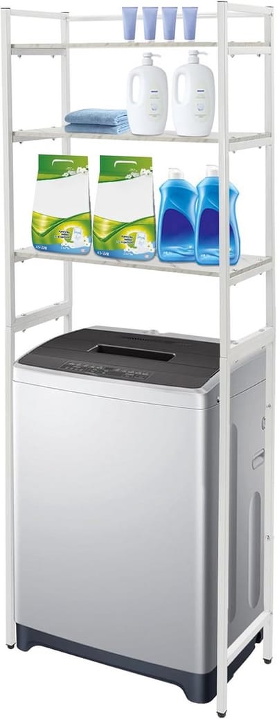 Vrijstaand Wasmachinerek - Modern Opbergrek voor Badkamer, Keuken en Garage met 3 Etages