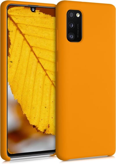kwmobile telefoonhoesje geschikt voor Samsung Galaxy A41 - Hoesje met siliconen coating - Smartphone case in abrikoos