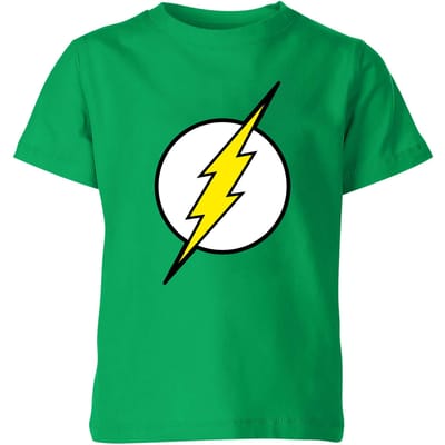 Justice League Flash Logo Kids' T-Shirt - Green - 134/140 (9-10 jaar)