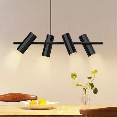 NETTLIFE Hanglamp GU10 - zwart - 4-Lichts - moderne hanglamp - metaal eetkamerlamp voor keuken | slaapkamer-excl. lichtbron