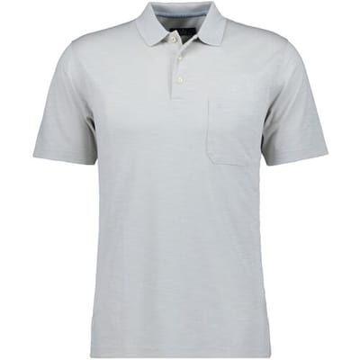 Ragman Polo Soft Knit Fine Stripe Flame Design Ecru / male