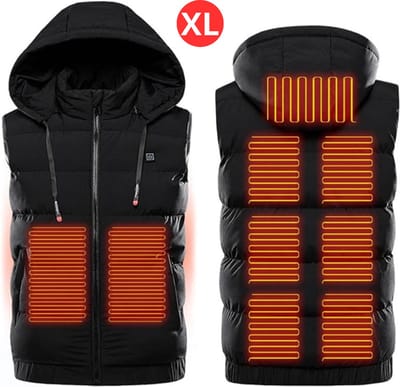Nivard Verwarmde Bodywarmer - Heated Vest - Elektrische Bodywarmer - Met Capuchon - Jas - Oplaadbaar - Heren - Maat XL - Zwart