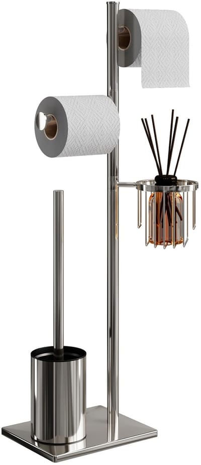 Unyqoos ® Stijlvolle Vrijstaande Toiletpapierhouder met Borstel en Hoekmand voor Luxe Badkamerervaring