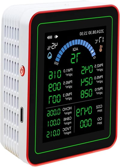 Luchtkwaliteitsmeter - Luchtmeter Tester - Binnenlucht Meten - 18-in-1 Functies - 2.8 Inch Scherm - Wit