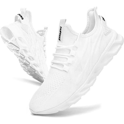 Heren Gevulkaniseerde Wandelschoenen Unisex Casual Lichtgewicht Tennisschoenen Atletische Sportschoenen Ademende Mode Sneakers 41 wit