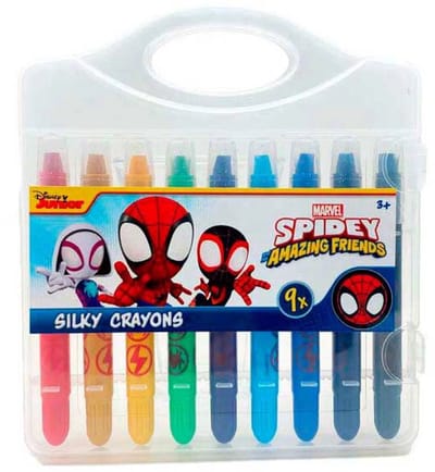 Marvel Spidey Amazing Friends Gelkrijtjes Viltstiften - 9 delig - 2 kanten - Inclusief opbergdoosje