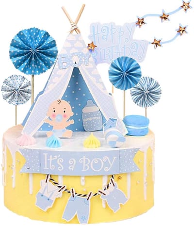 Taartdecoratie doop - Jongens verjaardag - Baby shower - Feestelijke uitstraling - SnelShoppen