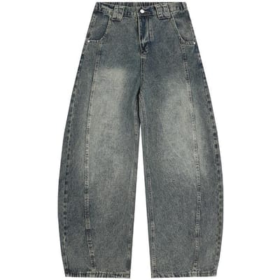 Retro Wash High-end Scimitar Jeans Heren Slijting Wit Grijs Wijde pijpen 2XL gray
