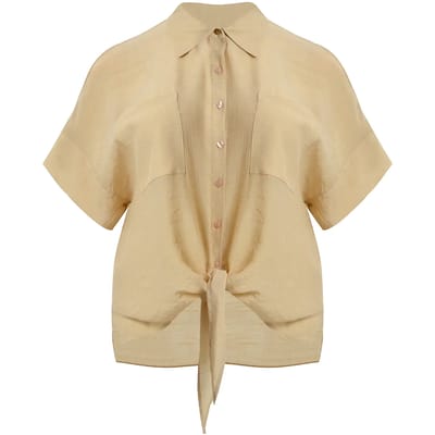 Blouse met opgestikte zakken en strik aan de voorkant dames Mat Fashion